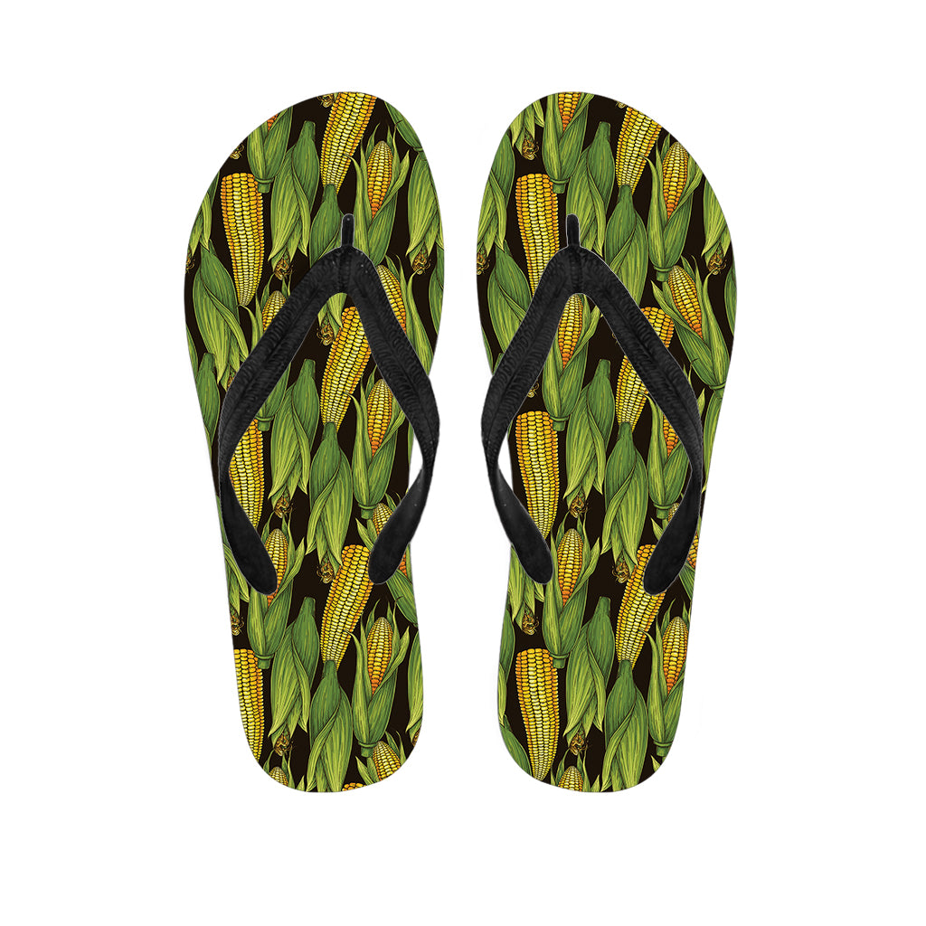 Hand-Drawn Corncob Pattern Print Flip Flops
