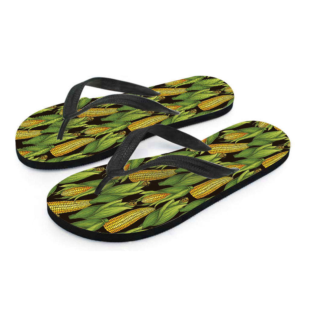Hand-Drawn Corncob Pattern Print Flip Flops