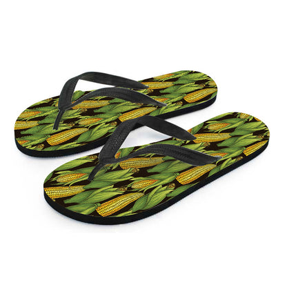 Hand-Drawn Corncob Pattern Print Flip Flops