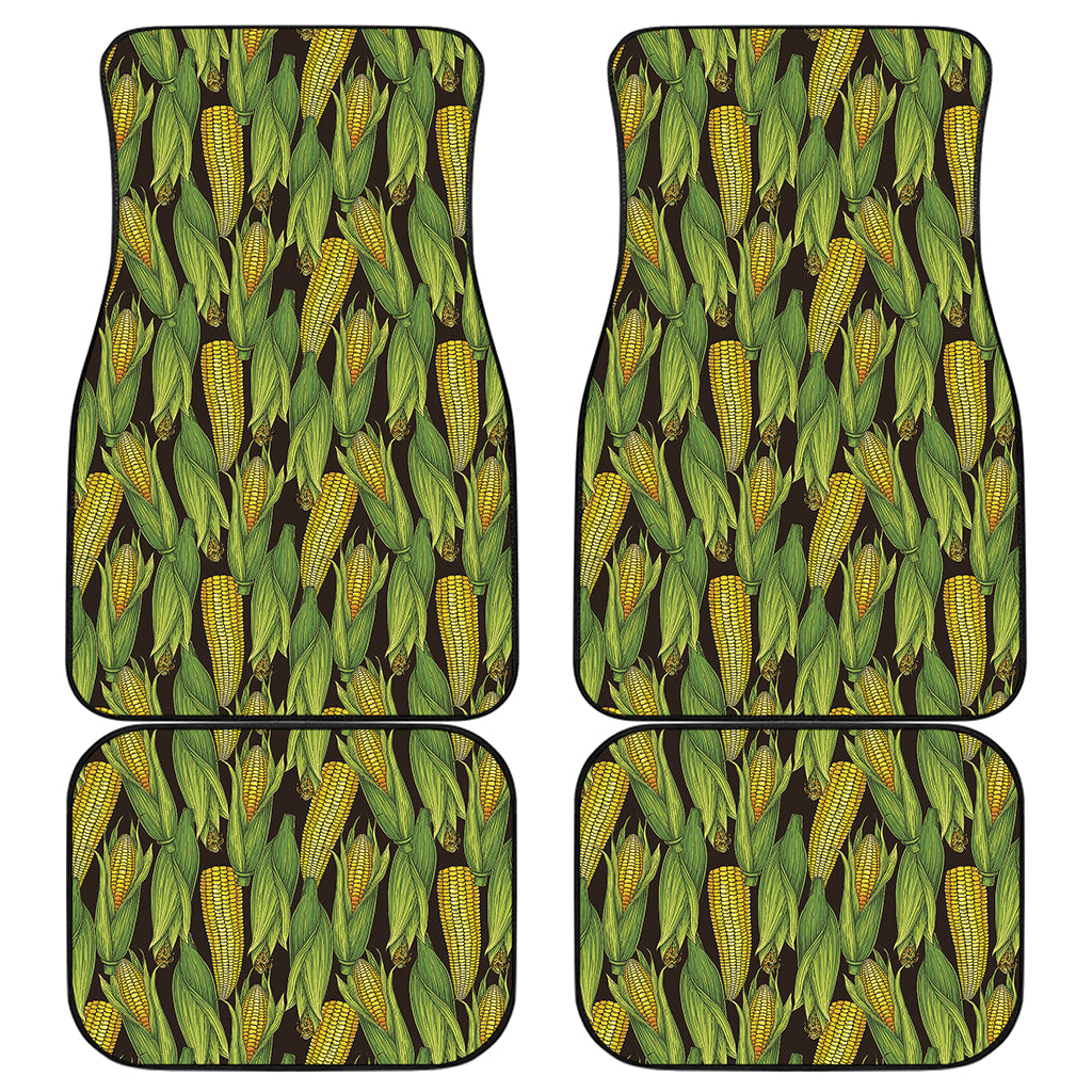 Hand-Drawn Corncob Pattern Print Front and Back Car Floor Mats