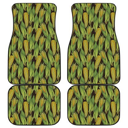 Hand-Drawn Corncob Pattern Print Front and Back Car Floor Mats