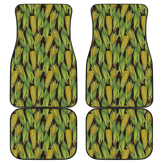 Hand-Drawn Corncob Pattern Print Front and Back Car Floor Mats