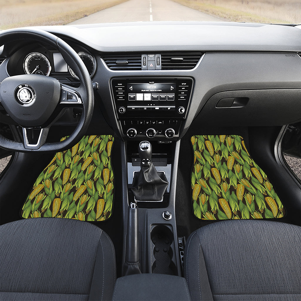 Hand-Drawn Corncob Pattern Print Front Car Floor Mats