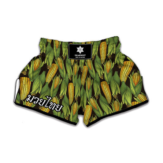 Hand-Drawn Corncob Pattern Print Muay Thai Boxing Shorts