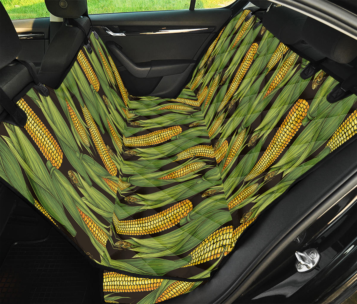 Hand-Drawn Corncob Pattern Print Pet Car Back Seat Cover