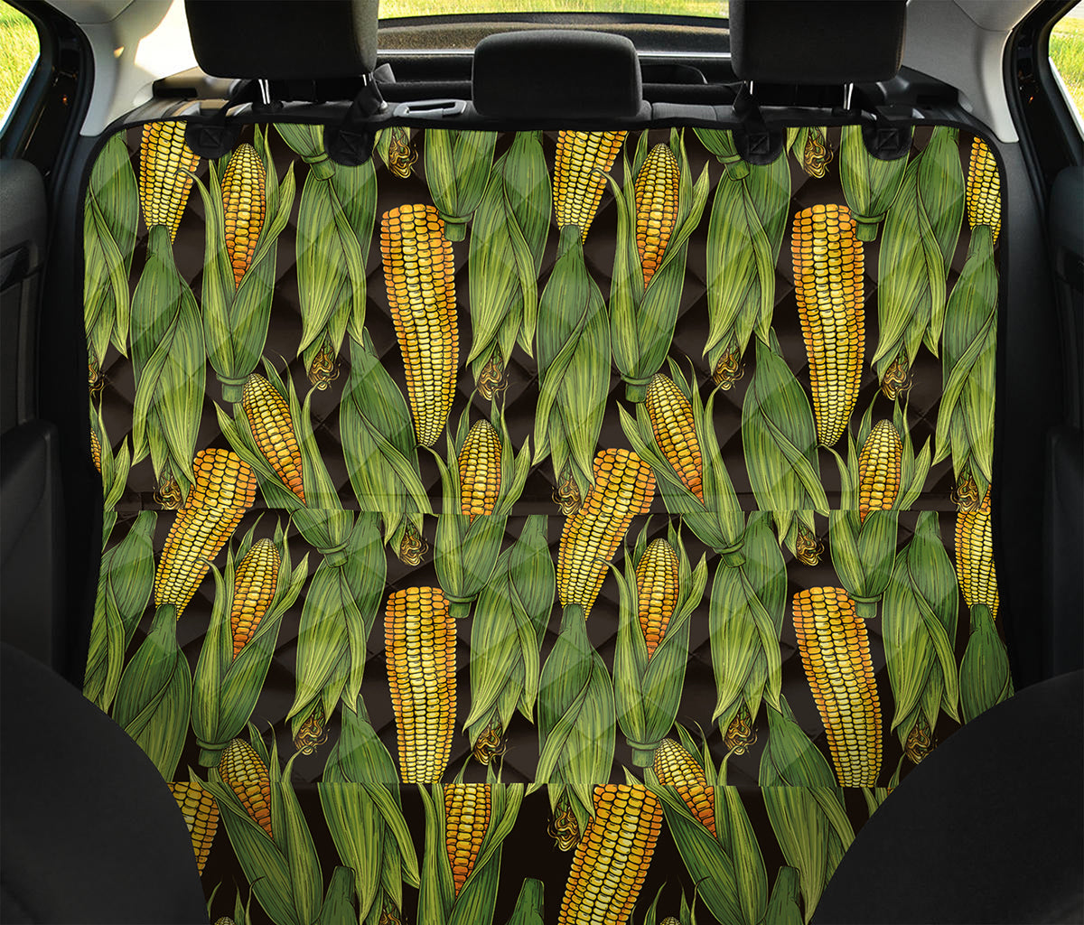 Hand-Drawn Corncob Pattern Print Pet Car Back Seat Cover