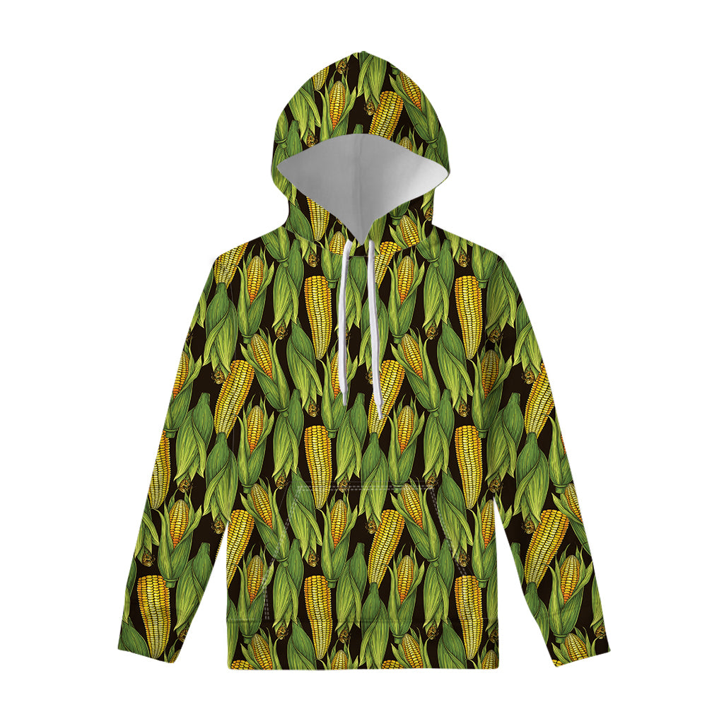 Hand-Drawn Corncob Pattern Print Pullover Hoodie