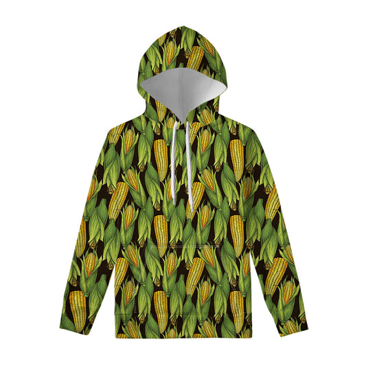 Hand-Drawn Corncob Pattern Print Pullover Hoodie