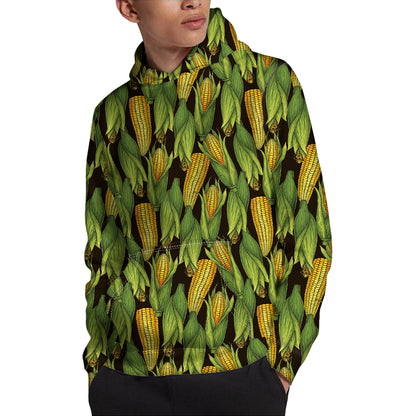 Hand-Drawn Corncob Pattern Print Pullover Hoodie