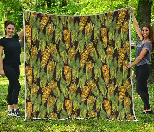 Hand-Drawn Corncob Pattern Print Quilt