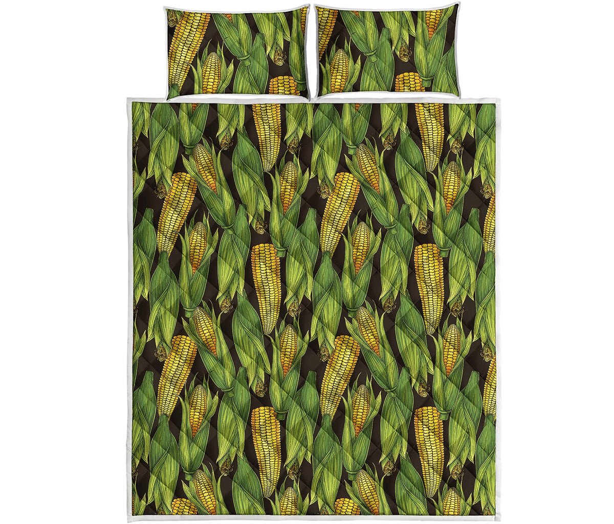 Hand-Drawn Corncob Pattern Print Quilt Bed Set
