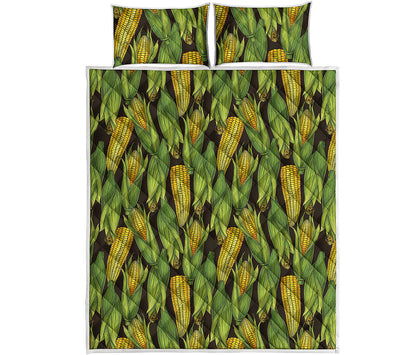 Hand-Drawn Corncob Pattern Print Quilt Bed Set