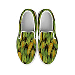 Hand-Drawn Corncob Pattern Print White Slip On Shoes