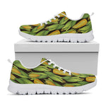 Hand-Drawn Corncob Pattern Print White Sneakers