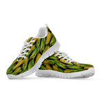 Hand-Drawn Corncob Pattern Print White Sneakers