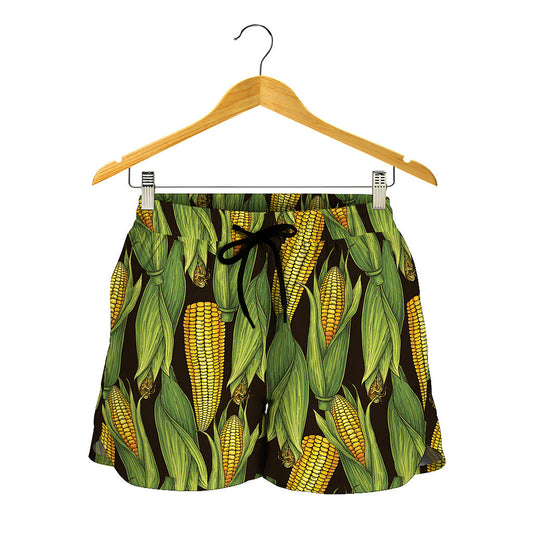 Hand-Drawn Corncob Pattern Print Women's Shorts