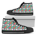 Hand Drawn Dragon Fruit Pattern Print Black High Top Sneakers