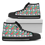 Hand Drawn Dragon Fruit Pattern Print Black High Top Shoes