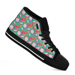 Hand Drawn Dragon Fruit Pattern Print Black High Top Shoes