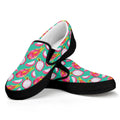 Hand Drawn Dragon Fruit Pattern Print Black Slip On Sneakers