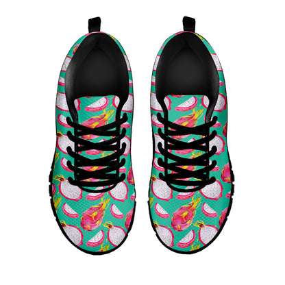 Hand Drawn Dragon Fruit Pattern Print Black Sneakers