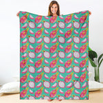 Hand Drawn Dragon Fruit Pattern Print Blanket