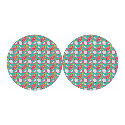 Hand Drawn Dragon Fruit Pattern Print Car Coasters