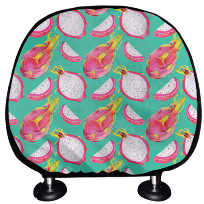 Hand Drawn Dragon Fruit Pattern Print Car Headrest Covers