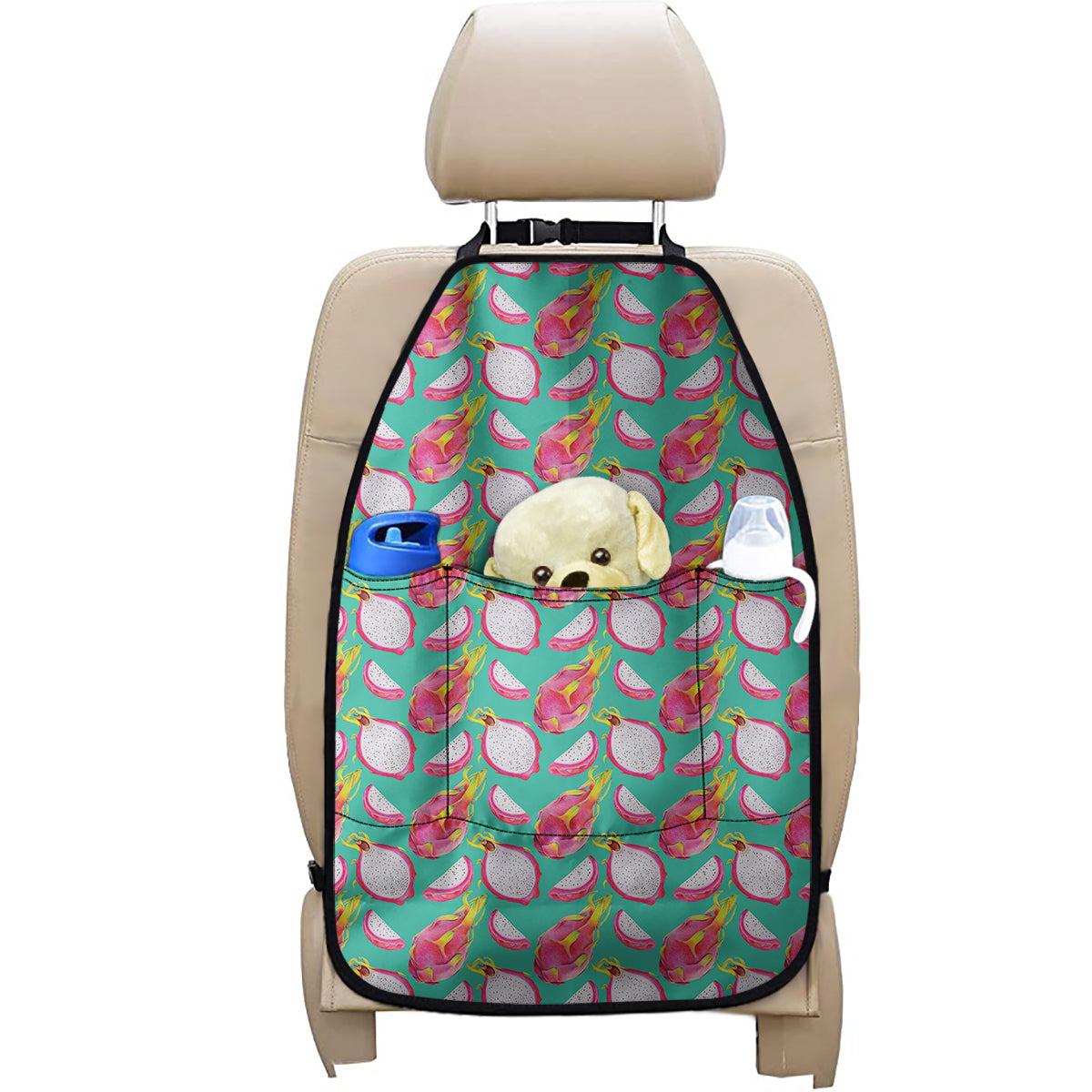 Hand Drawn Dragon Fruit Pattern Print Car Seat Organizers