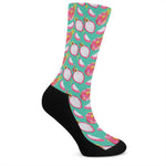 Hand Drawn Dragon Fruit Pattern Print Crew Socks
