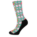 Hand Drawn Dragon Fruit Pattern Print Crew Socks