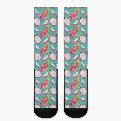 Hand Drawn Dragon Fruit Pattern Print Crew Socks