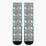 Hand Drawn Dragon Fruit Pattern Print Crew Socks