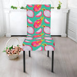 Hand Drawn Dragon Fruit Pattern Print Dining Chair Slipcover