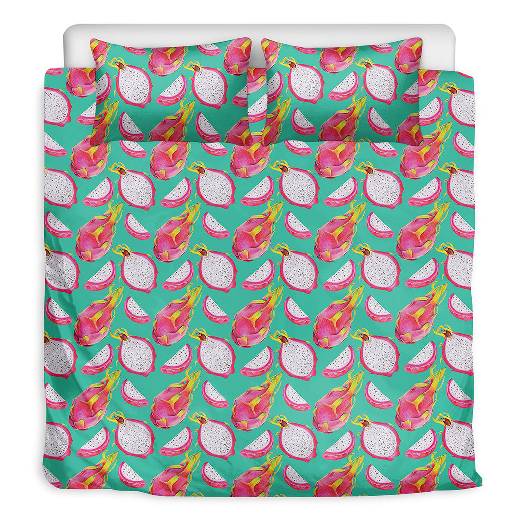 Hand Drawn Dragon Fruit Pattern Print Duvet Cover Bedding Set