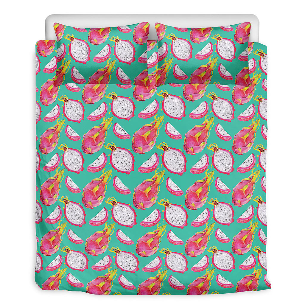 Hand Drawn Dragon Fruit Pattern Print Duvet Cover Bedding Set