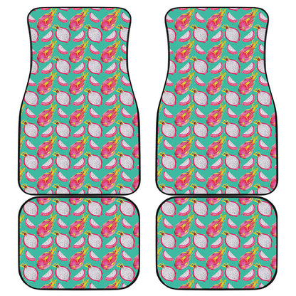 Hand Drawn Dragon Fruit Pattern Print Front and Back Car Floor Mats