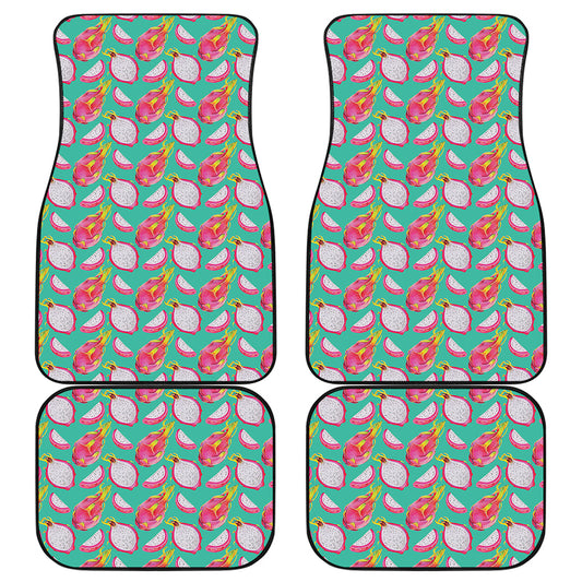 Hand Drawn Dragon Fruit Pattern Print Front and Back Car Floor Mats