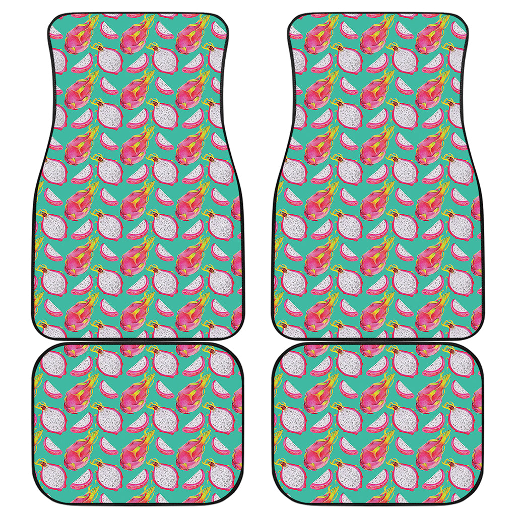 Hand Drawn Dragon Fruit Pattern Print Front and Back Car Floor Mats