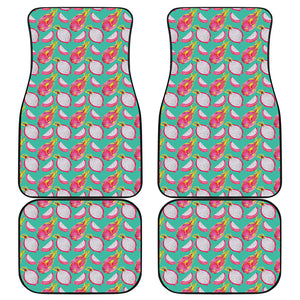 Hand Drawn Dragon Fruit Pattern Print Front and Back Car Floor Mats