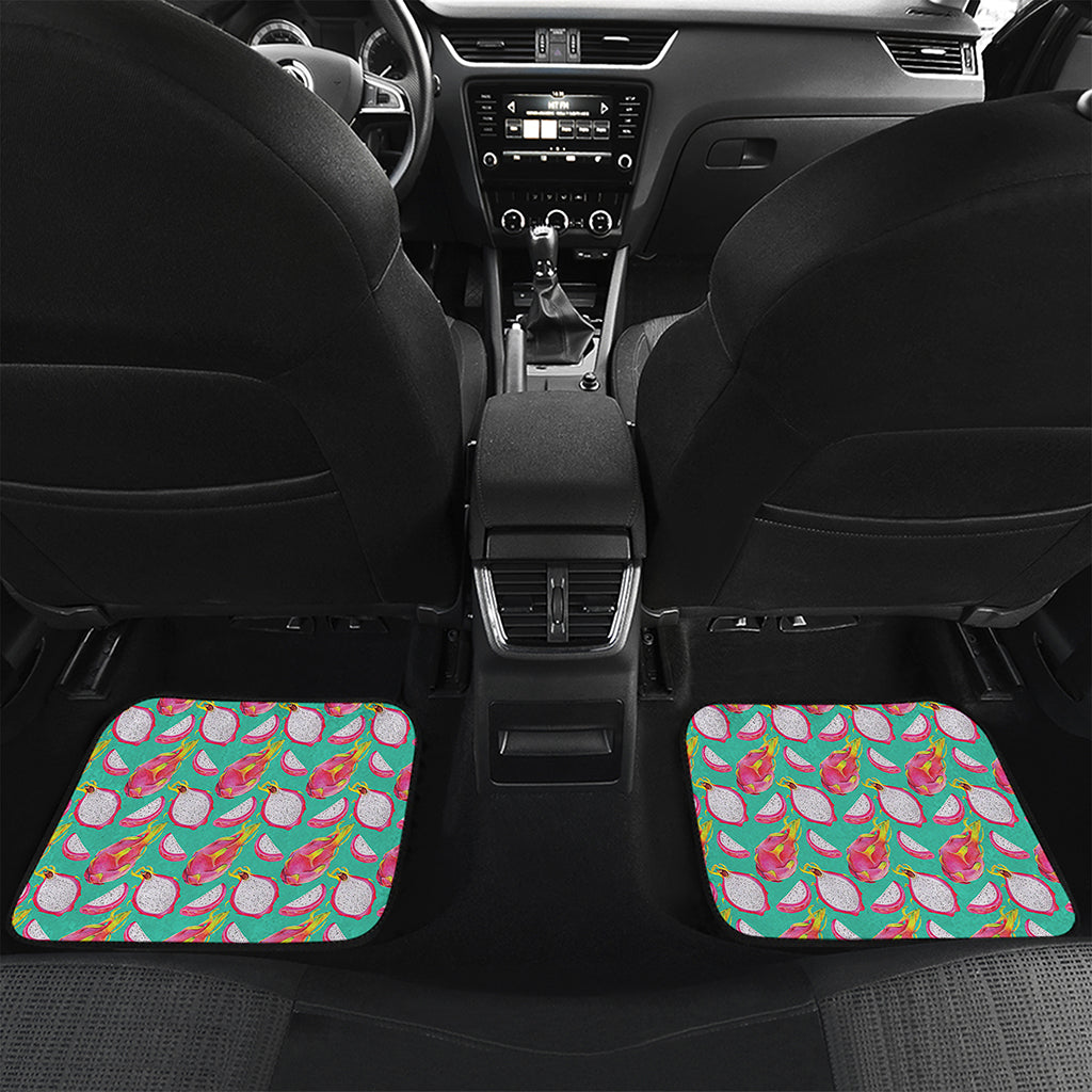 Hand Drawn Dragon Fruit Pattern Print Front and Back Car Floor Mats