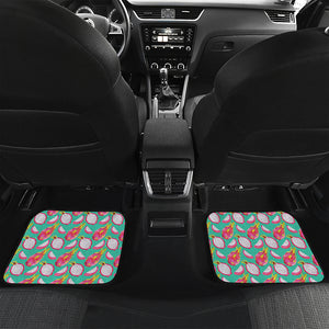 Hand Drawn Dragon Fruit Pattern Print Front and Back Car Floor Mats