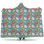 Hand Drawn Dragon Fruit Pattern Print Hooded Blanket