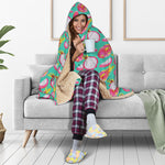 Hand Drawn Dragon Fruit Pattern Print Hooded Blanket