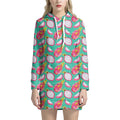 Hand Drawn Dragon Fruit Pattern Print Pullover Hoodie Dress