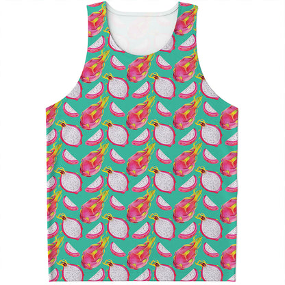 Hand Drawn Dragon Fruit Pattern Print Men's Tank Top