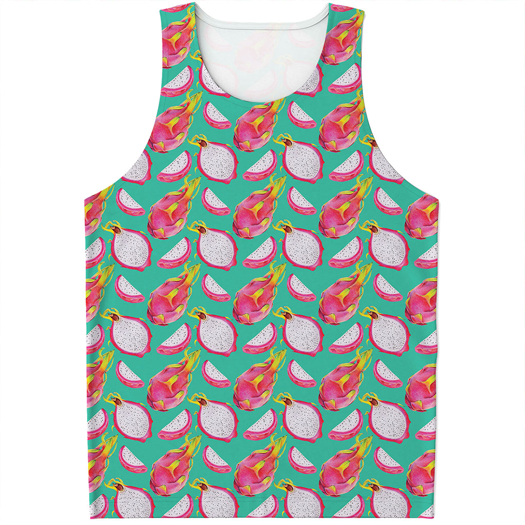 Hand Drawn Dragon Fruit Pattern Print Men's Tank Top