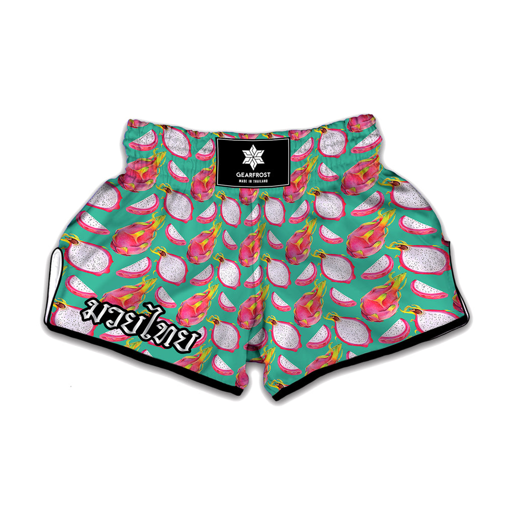 Hand Drawn Dragon Fruit Pattern Print Muay Thai Boxing Shorts