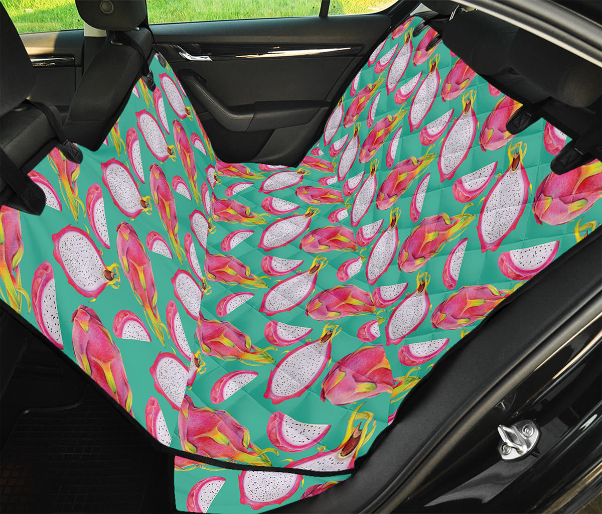 Hand Drawn Dragon Fruit Pattern Print Pet Car Back Seat Cover