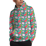 Hand Drawn Dragon Fruit Pattern Print Pullover Hoodie